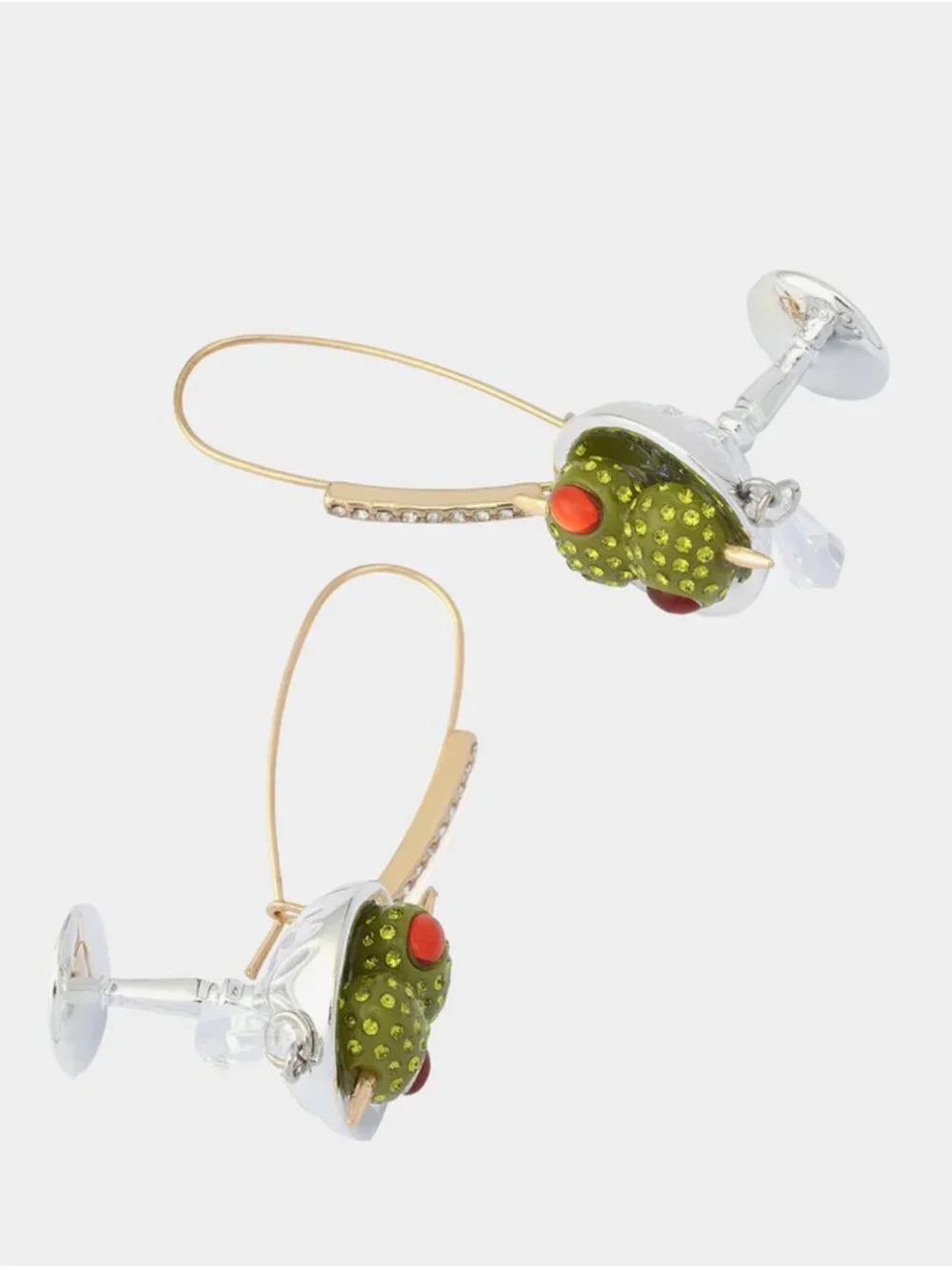NWT Betsey Johnson Martini Silver and Green Earrings
